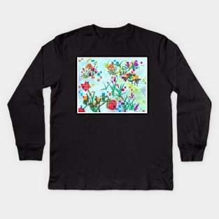 Snowy Abstract Floral Modern Art Kids Long Sleeve T-Shirt